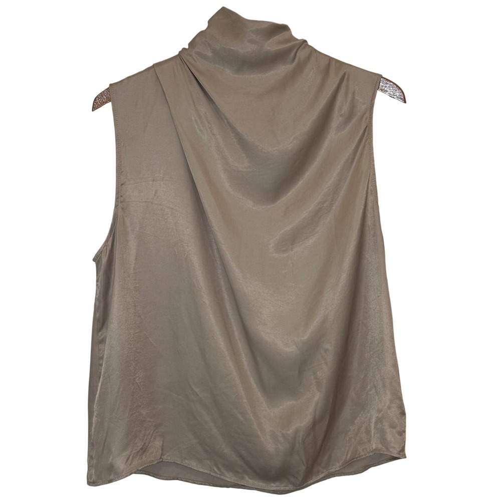 Zara Sleeveless Viscose Top Neutral Drapey Minimalist Blouse NWT Size L